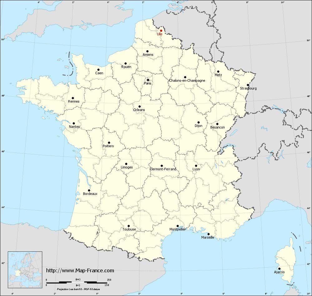geografinis žemėlapis iš Lille