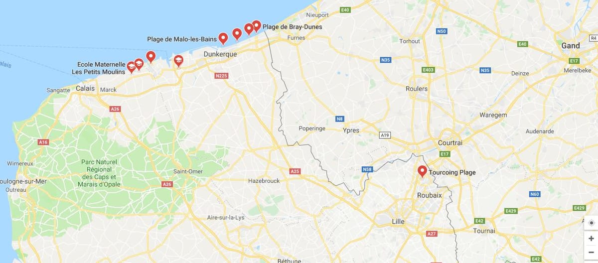 žemėlapis Lille paplūdimys