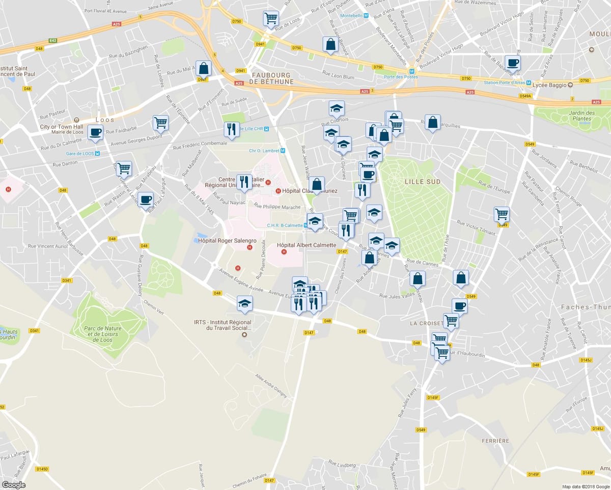 žemėlapis Lille parduotuvė