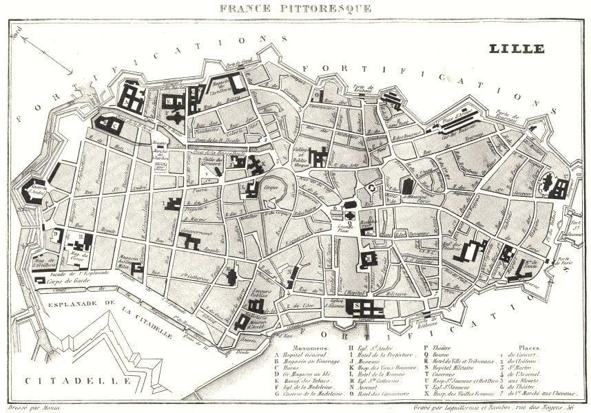 žemėlapis Lille senamiestyje