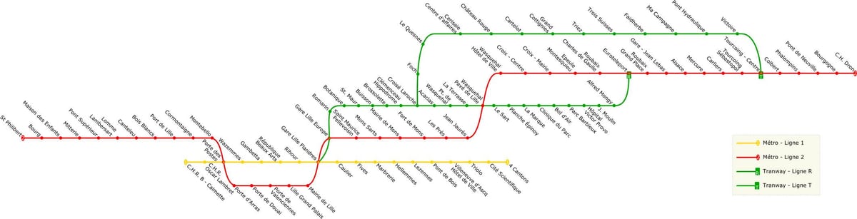 žemėlapis Lille tramvajų