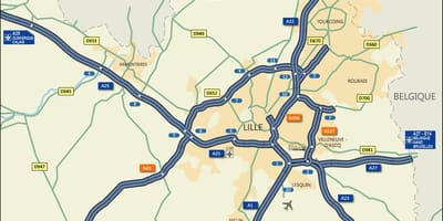 Žemėlapis Lille kelių